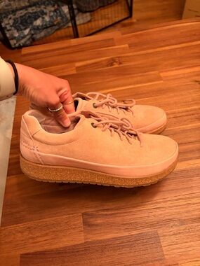 Birkenstock Pink Suede Platform Sneakers
